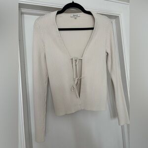 Madewell Cream Ribbed Knit Cardigan